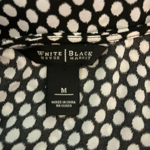 White House Black Market Womens Polka Dot Tank Medium Ruffle Front Keyhole Back - Picture 6 of 8